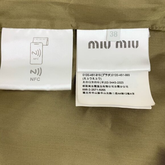 Miu Miu Khaki Green Oversized Cotton Jacket With Elastic Hem & Button Details - Picture 7 of 8